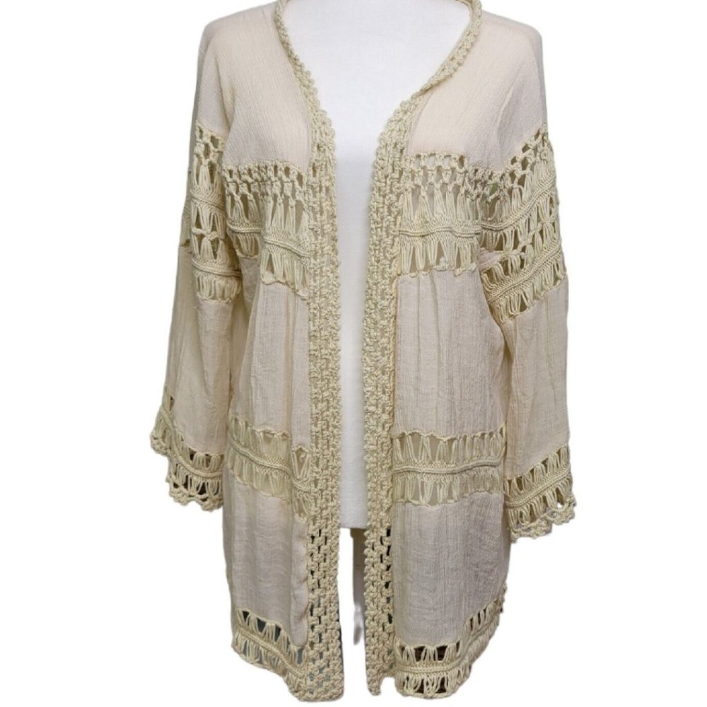 Evelyn K Anthropologie Lightweight Cream Cardigan